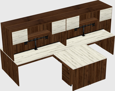 Quad l-shaped office desks