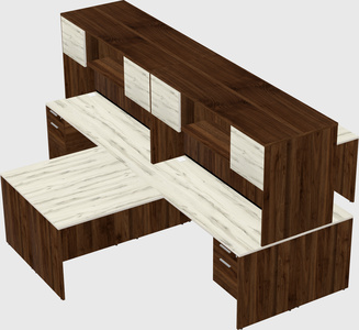 Quad l-shaped office desks