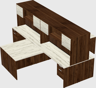 Quad l-shaped office desks