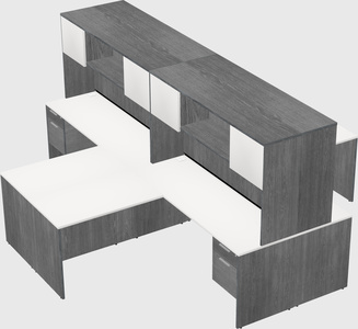 Quad l-shaped office desks