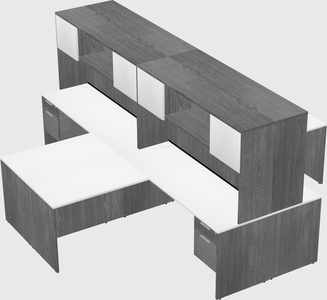 Quad l-shaped office desks