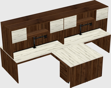 Quad l-shaped office desks