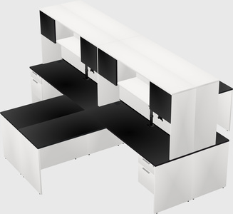Quad l-shaped office desks