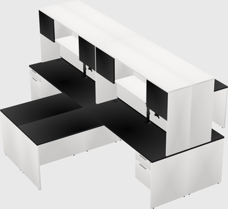 Quad l-shaped office desks