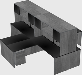 Quad l-shaped office desks