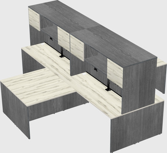 Quad l-shaped office desks