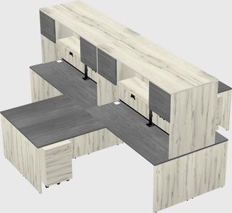 Quad l-shaped office desks