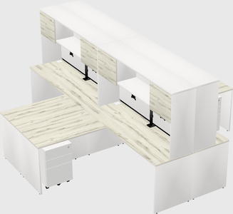 Quad l-shaped office desks