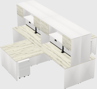 Quad l-shaped office desks