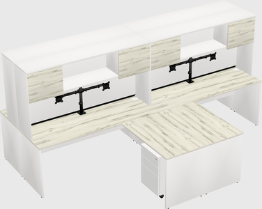 Quad l-shaped office desks