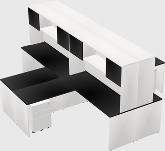 Quad l-shaped office desks