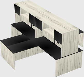 Quad l-shaped office desks
