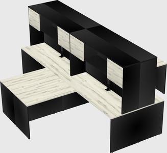 Quad l-shaped office desks