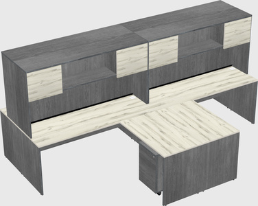 Quad l-shaped office desks