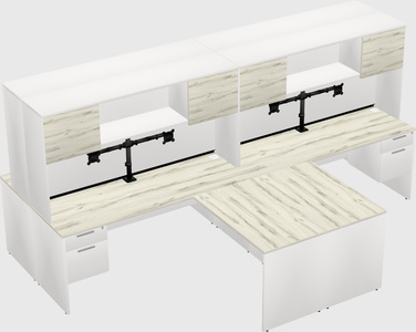 Quad l-shaped office desks