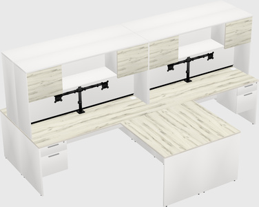 Quad l-shaped office desks