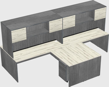 Quad l-shaped office desks