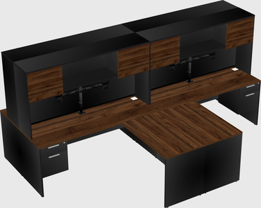 Quad l-shaped office desks