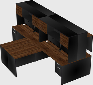 Quad l-shaped office desks