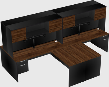 Quad l-shaped office desks