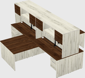 Quad l-shaped office desks