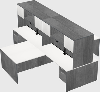 Quad l-shaped office desks