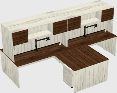 Quad l-shaped office desks