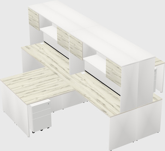 Quad l-shaped office desks