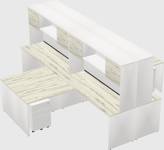 Quad l-shaped office desks