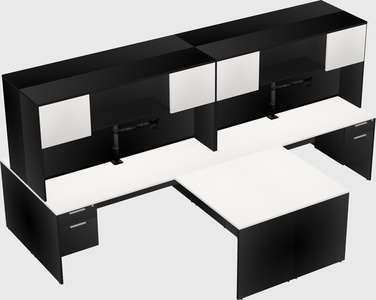 Quad l-shaped office desks