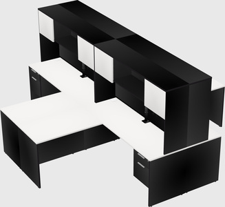 Quad l-shaped office desks