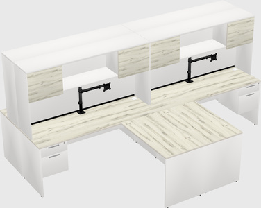 Quad l-shaped office desks