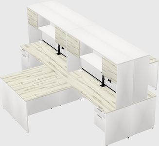 Quad l-shaped office desks