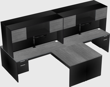 Quad l-shaped office desks