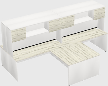 Quad l-shaped office desks