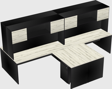 Quad l-shaped office desks