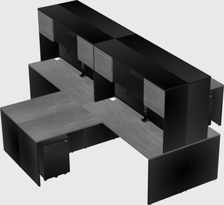 Quad l-shaped office desks