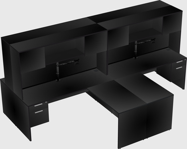Quad l-shaped office desks