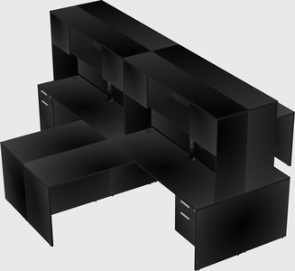 Quad l-shaped office desks