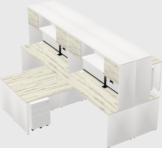 Quad l-shaped office desks