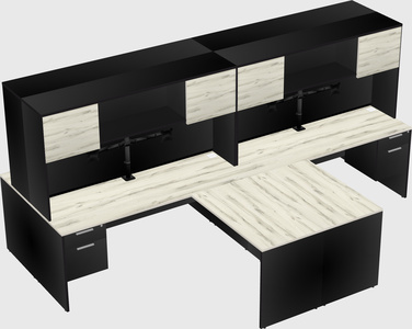 Quad l-shaped office desks