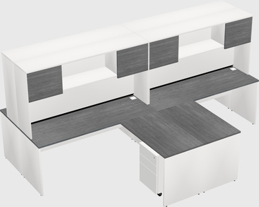 Quad l-shaped office desks
