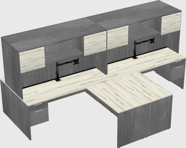 Quad l-shaped office desks