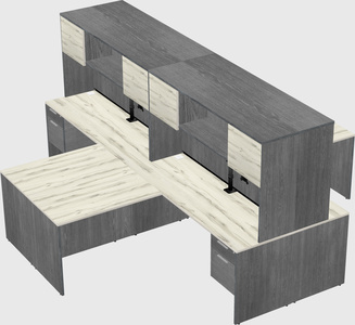 Quad l-shaped office desks