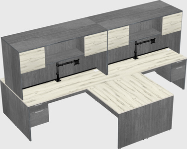 Quad l-shaped office desks