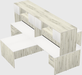 Quad l-shaped office desks
