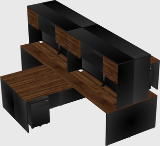 Quad l-shaped office desks