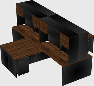 Quad l-shaped office desks