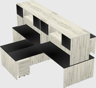 Quad l-shaped office desks