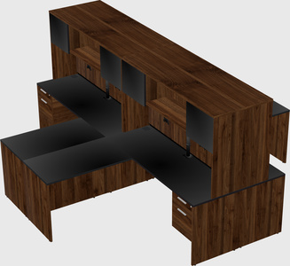 Quad l-shaped office desks